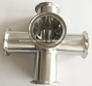 Different Diameter Food Grade Stainless Steel Pipe Clamp Fitting Five Cross