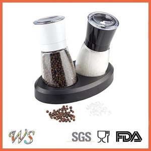 Ws-Pgs008 Salt and Pepper Mill Set with ABS Stand Manual Salt Grinder Set Spice Mill Set